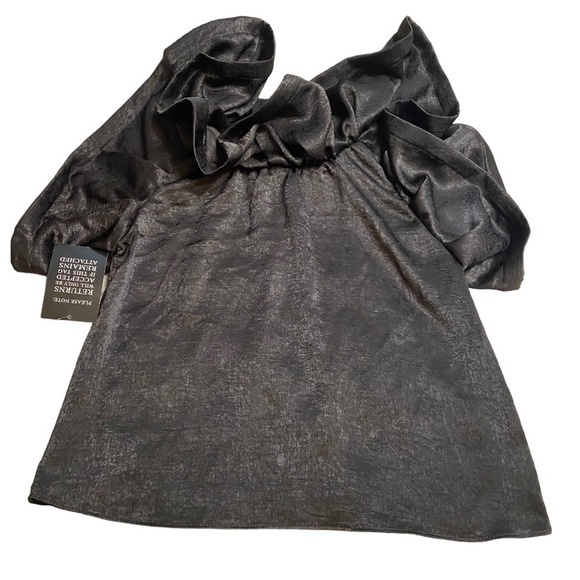 NWT MISA LOS ANGELES BLACK RUFFLE BLOUSE WITH FLUTTER SLEEVE DETAIL - Picture 2 of 10